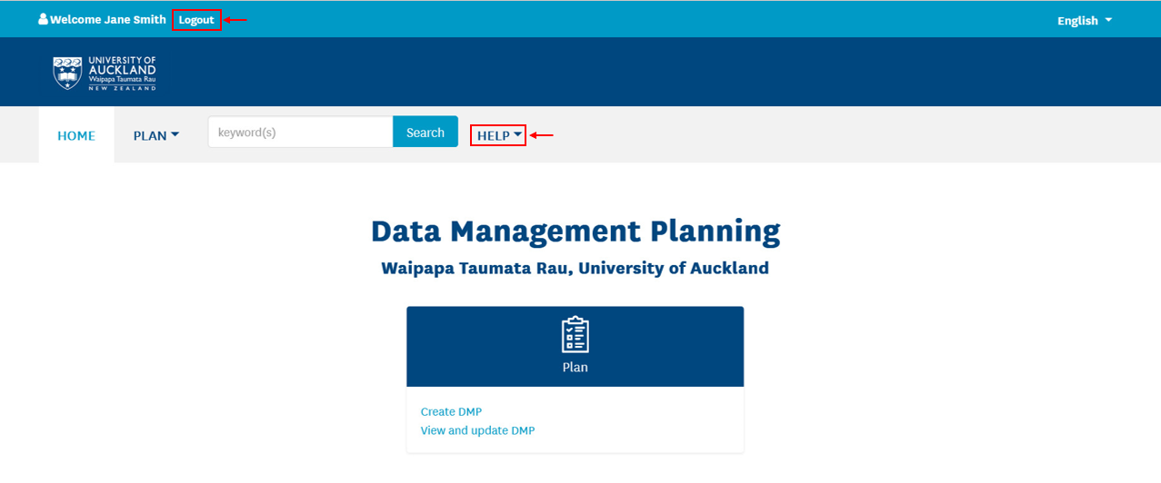 Home page dashboard