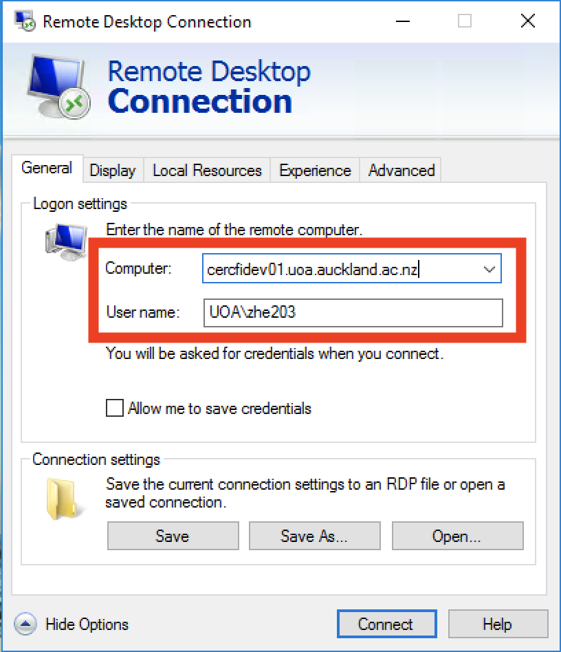 remote desktop connection